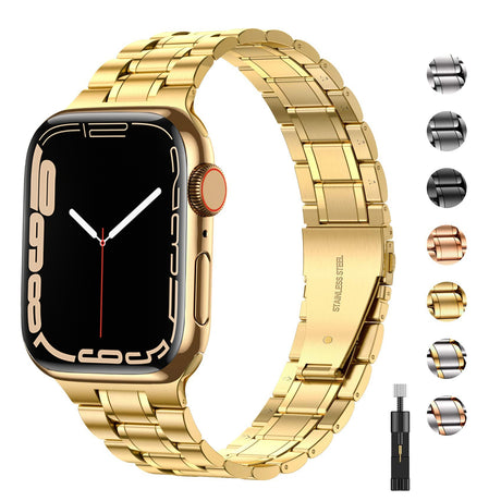 Suitable For Apple Watch S 3 4 5 iwatch S 7 8 9 Stainless Steel Metal Fine Steel Watch Chain With Five Beads - V.I.P Digital Presence