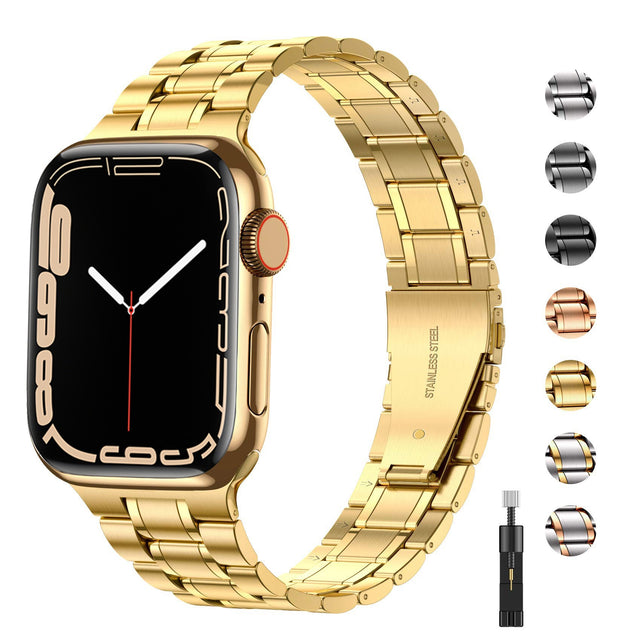 Suitable For Apple Watch S 3 4 5 iwatch S 7 8 9 Stainless Steel Metal Fine Steel Watch Chain With Five Beads - V.I.P Digital Presence
