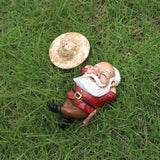 Creative resin sleeping posture elf statue courtyard garden with straw hat dwarf ornaments - V.I.P Digital Presence