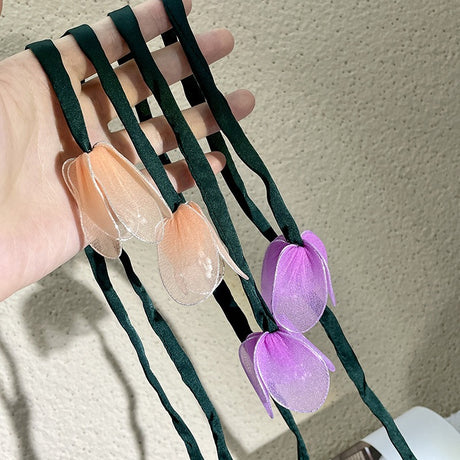 Tulip tie ribbon hair loop fairy three-dimensional flower entanglement knot tying hair rope - V.I.P Digital Presence