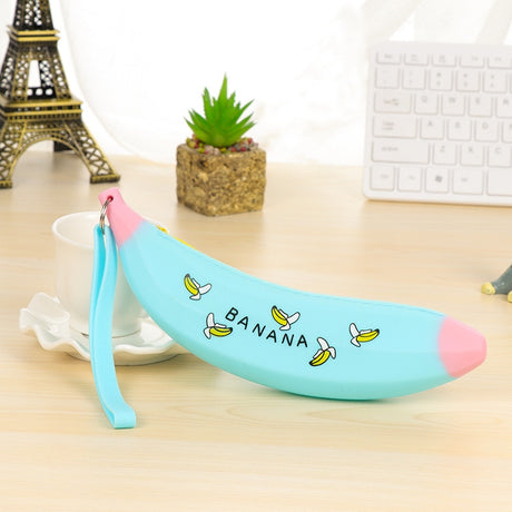 Simple Banana Green Onion Student Pencil Bag Super Cute Silicone Large Capacity Female Pencil Case Purse - V.I.P Digital Presence