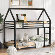 Twin over Twin House Bunk Bed with Built-in Ladder,Black - V.I.P Digital Presence