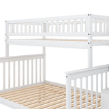 Twin over Full Bunk Bed with Trundle and Staircase White - V.I.P Digital Presence