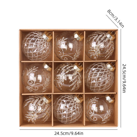 Christmas decorations 8cm/9PCS transparent PET painted Christmas ball gift box set Christmas tree pendant - V.I.P Digital Presence