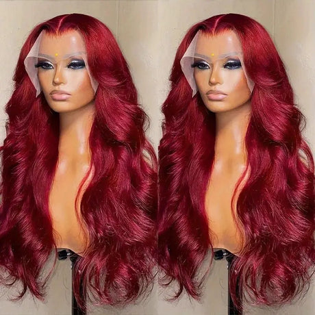European and American fashion wine red wig hot selling front lace big wave long curly hair wig full head cover - V.I.P Digital Presence