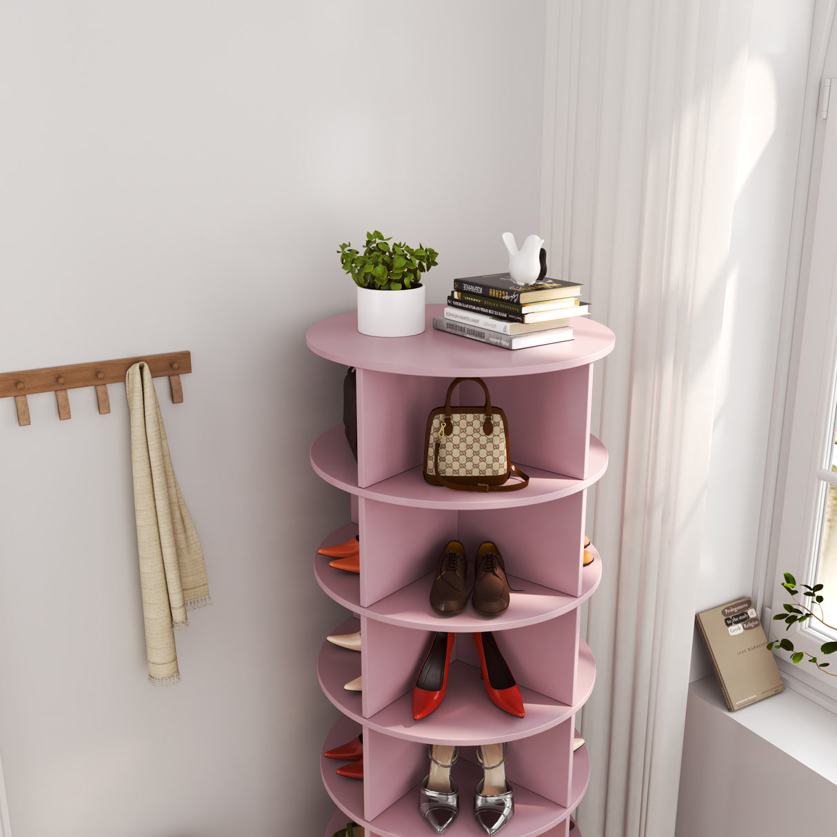 Pink 360 Rotating shoe cabinet 6 layers - V.I.P Digital Presence