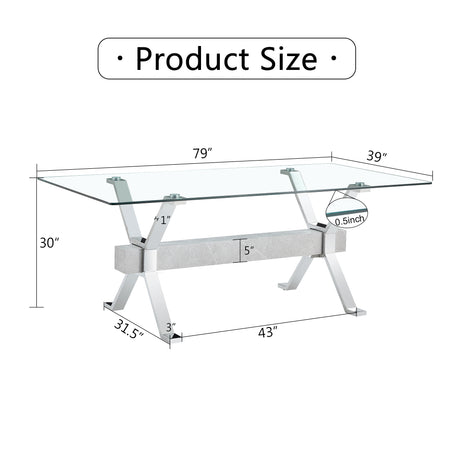 Dining table Modern tempered glass dining table 79 ''x39''x30 '' 1105 - V.I.P Digital Presence