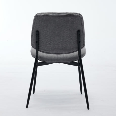 2-piece retro linen chair set with curved wooden backrest, cushioned seat, adjustable metal legs, (gray linen) - V.I.P Digital Presence