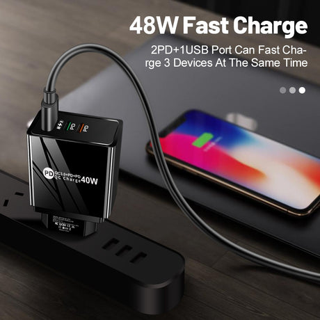 USB+2PD Type-C mobile phone charger LED with light travel charging head - V.I.P Digital Presence