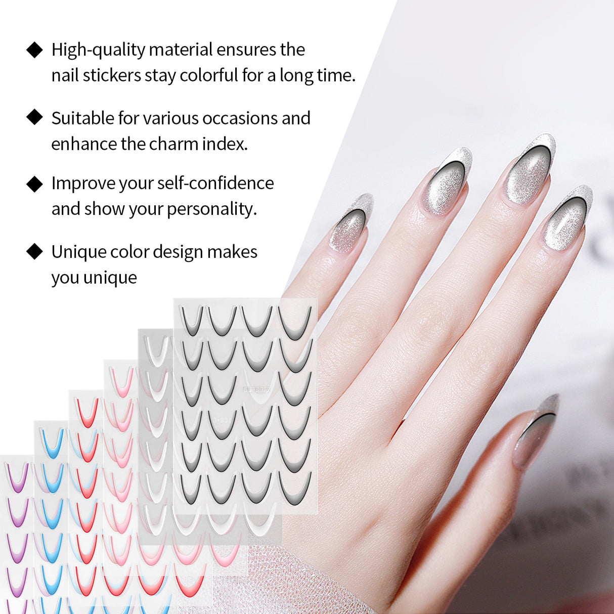 French Gradient Nail Sticker Gradient Nail Sticker Easy Nail Decor Personalized Nail Sticker