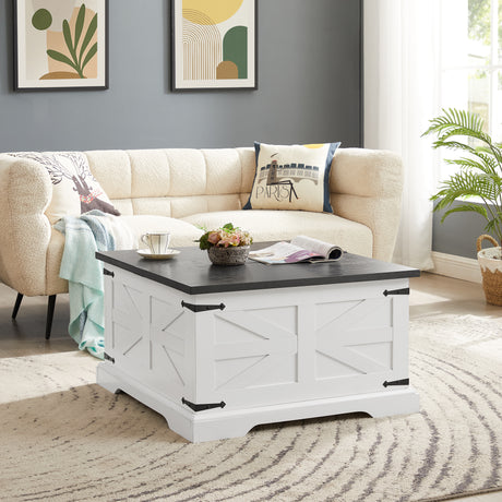 Farmhouse Coffee Table & End Table Barn design Center Table Rustic Cocktail Table with Hinged Lift Top and End Table - V.I.P Digital Presence
