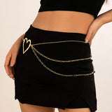 Sweet Cool Ins Exaggerated Big Love Waist Chain Female Personality Metal Thin Chain Body Chain - V.I.P Digital Presence
