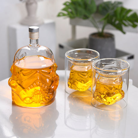High borosilicate heat-resistant and cold resistant glass wine bottle Star Wars White Soldier glass wine bottle creative decanter liquor dispenser - V.I.P Digital Presence