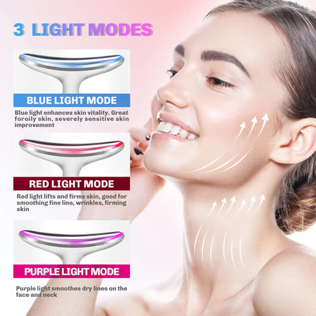 EMS Neck Face Lifting Beauty Device Vibration Massager LED Photon Therapy Skin Tighten Wrinkle Removal Skin Care Tools - V.I.P Digital Presence