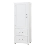 Tall bathroom storage cabinet with two drawers and adjustable shelves for independent storage - V.I.P Digital Presence