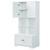 Bathroom storage cabinet, 4-door independent cabinet, adjustable shelf, open multi-layer shelf, white - V.I.P Digital Presence