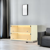 Off white Glass Door Shoe Box Shoe Storage Cabinet For Sneakers With RGB Led Light - V.I.P Digital Presence