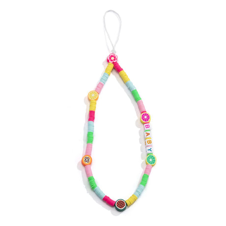 Simple color collision fresh fruit bead mobile phone chain geometric soft ceramic pendant rope chain - V.I.P Digital Presence