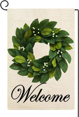 Spring Summer Welcome Wreath Garden Flag Magnolia Leaves Small Yard Flag Vertical Double Sided Burlap Farmhouse Seasonal - V.I.P Digital Presence