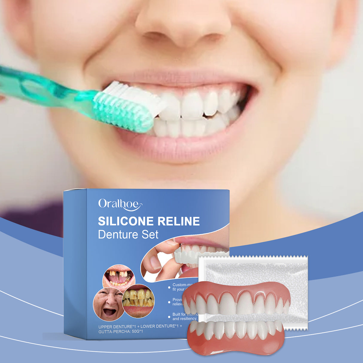 Silicone Resin Denture Set, Enhance Smile Appearance Comfortable Material Denture Beauty Care - V.I.P Digital Presence