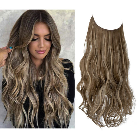 European And American Wig Piece Female Fishline Hair Extension Piece Chemical Fiber Matte High Temperature Silk Long Curly Human Hair - V.I.P Digital Presence
