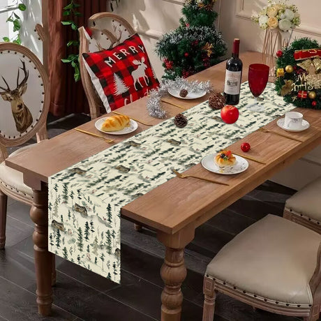 Christmas table flag holiday table decoration tablecloth pad printed reindeer tablecloth tea flag - V.I.P Digital Presence