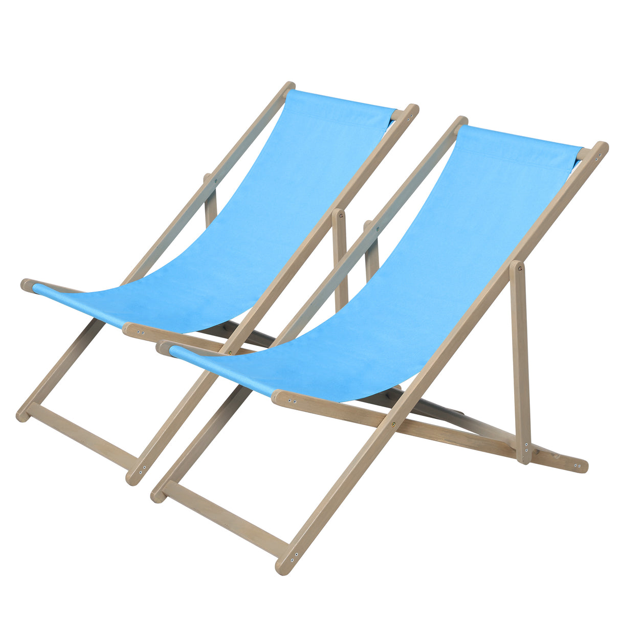 Juego de 2 sillas de playa plegables para patio, de madera, para exteriores, con altura ajustable en 3 niveles, reclinables y portátiles
