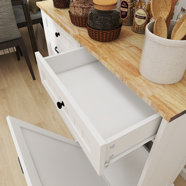 Two Drawers and Two-Compartment Tilt-Out Trash Cabinet Kitchen Trash Cabinet-White - V.I.P Digital Presence