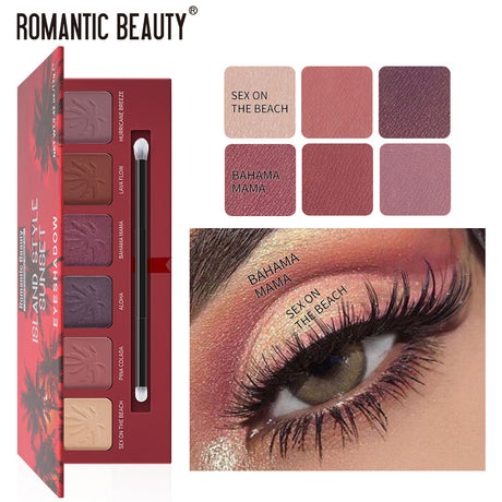 Romantic Beauty 6 Color Pearlescent Matte Eye Shadow Plate Sunset Pattern Eye Shadow With Brush Head - V.I.P Digital Presence