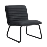 Black minimalist armless sofa chair with PU backrest paired with black metal legs