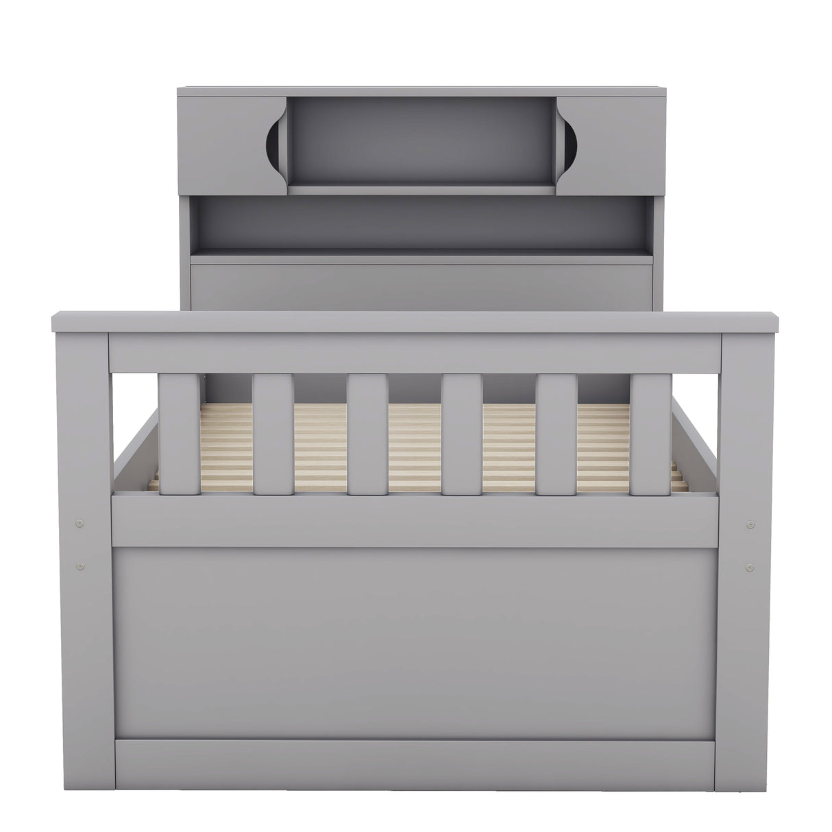 Twin Size Captain Platform Bed Frame with Storage Bookcases and Shelves,Four Drawers, Gray - V.I.P Digital Presence