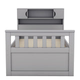 Twin Size Captain Platform Bed Frame with Storage Bookcases and Shelves,Four Drawers, Gray - V.I.P Digital Presence