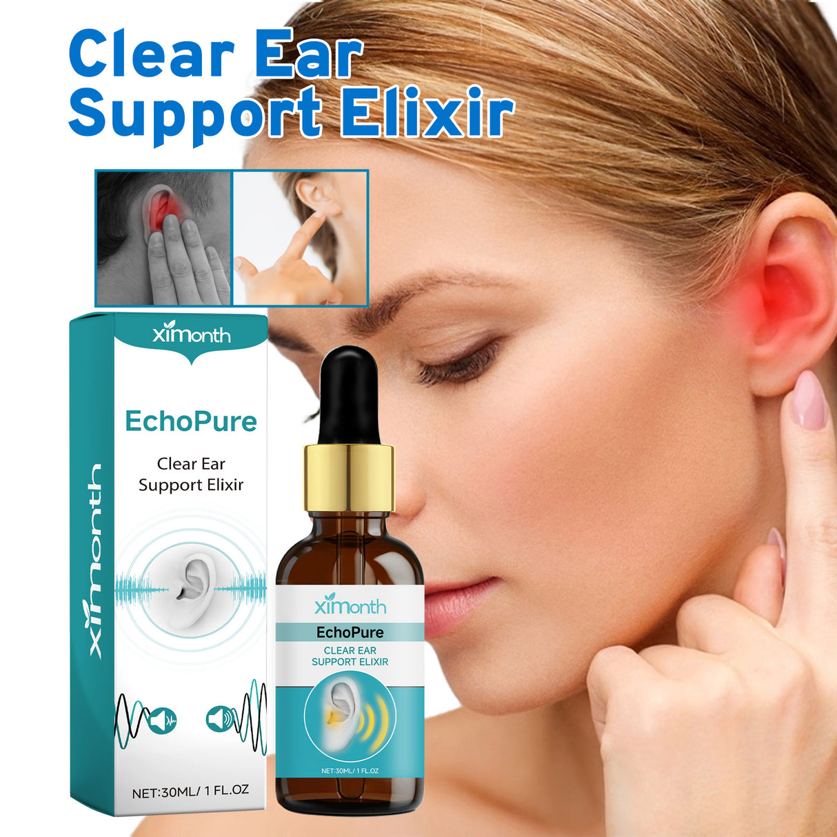 Clear Ear Support Elixir, Relieve Tinnitus Ear Discomfort Inner Ear Obstruction Clean Ear Health Care Solution - V.I.P Digital Presence
