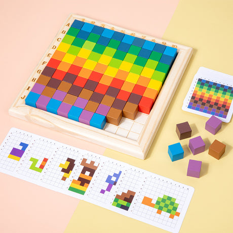 Color counting block, cube building block, color recognition sorting, stacking puzzle, children's puzzle, early education, wooden toy - V.I.P Digital Presence