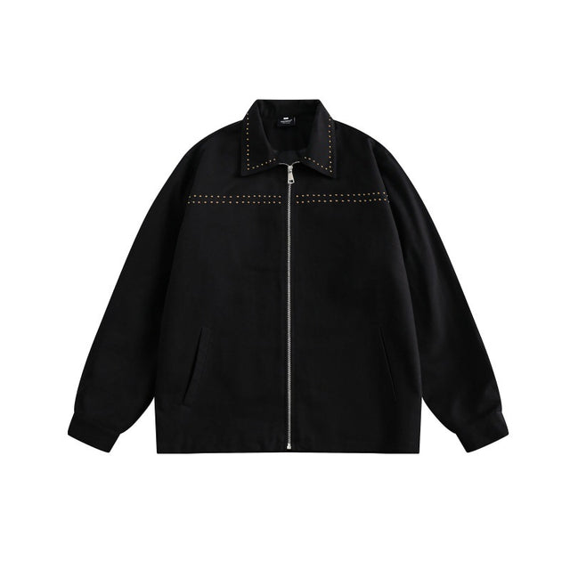 Jacket rivet lapel zipper jacket for men - V.I.P Digital Presence