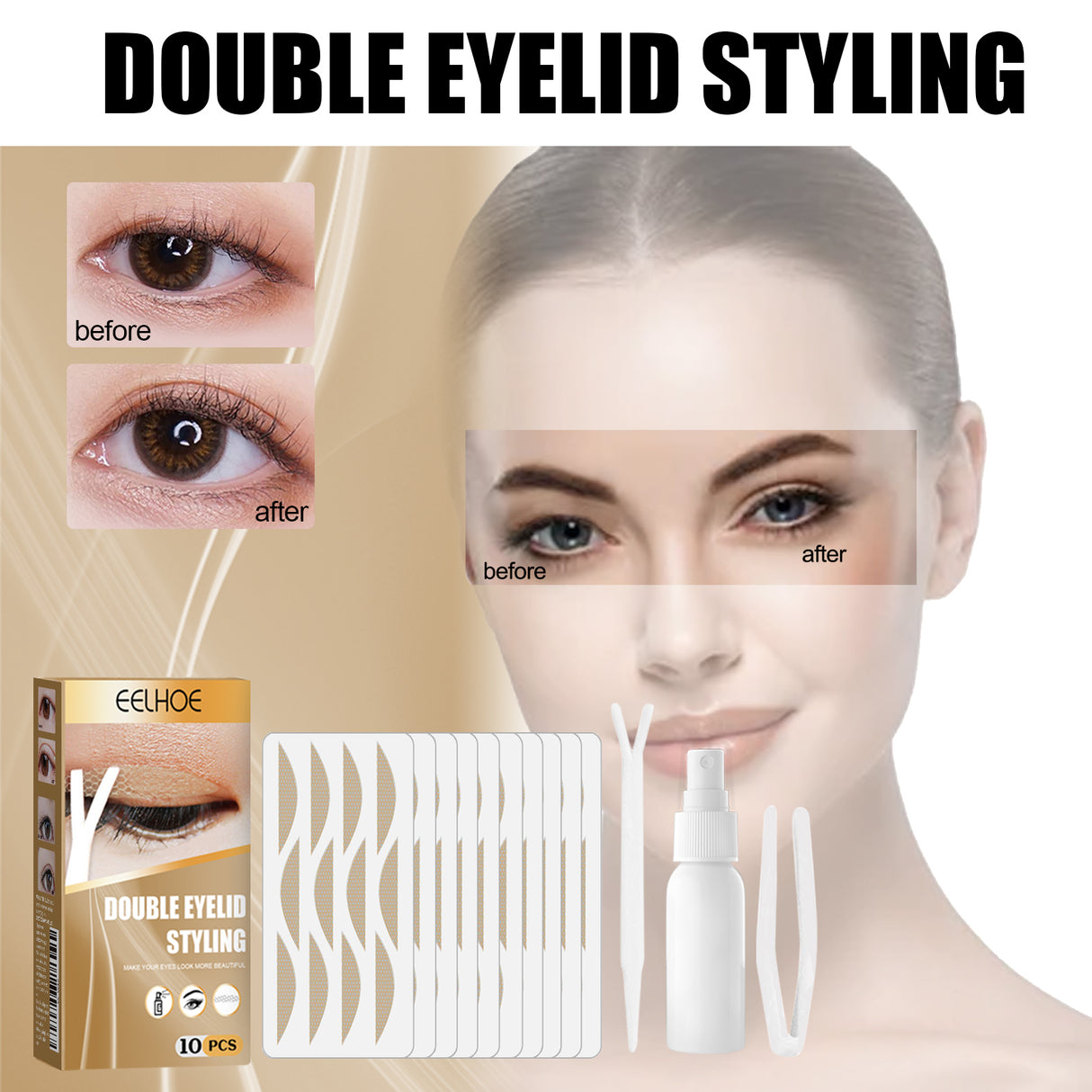 Double Eyelid Styling, Eyelet Lace Mesh Invisible Glue-Free Breathable Super Stick Long Lasting Clip Set - V.I.P Digital Presence