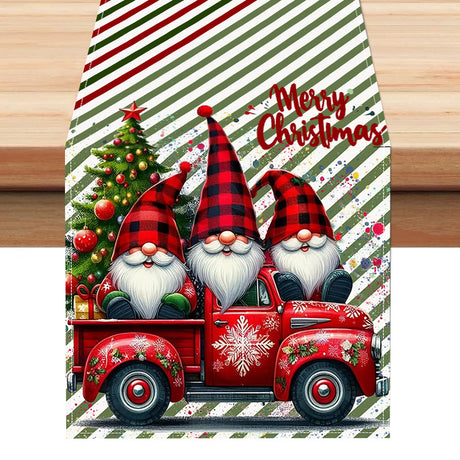 Christmas Dwarf Printed Table Flag New White Hemp Table Decoration Tablecloth Christmas Decoration Tablecloth Mat - V.I.P Digital Presence