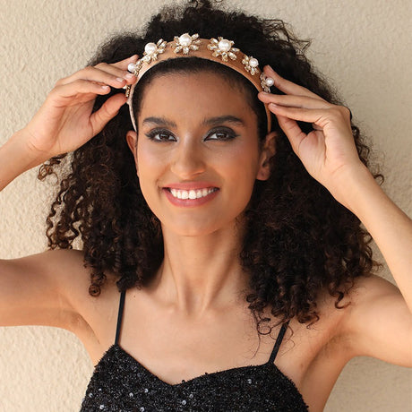 Baroque Large Pearl Flower Set with Colorful Diamonds Fashion Hair Hoop - V.I.P Digital Presence