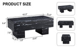 The black coffee table has patterns Modern rectangular table suitable for living rooms and apartments  43.3"*21.6"*17.2"