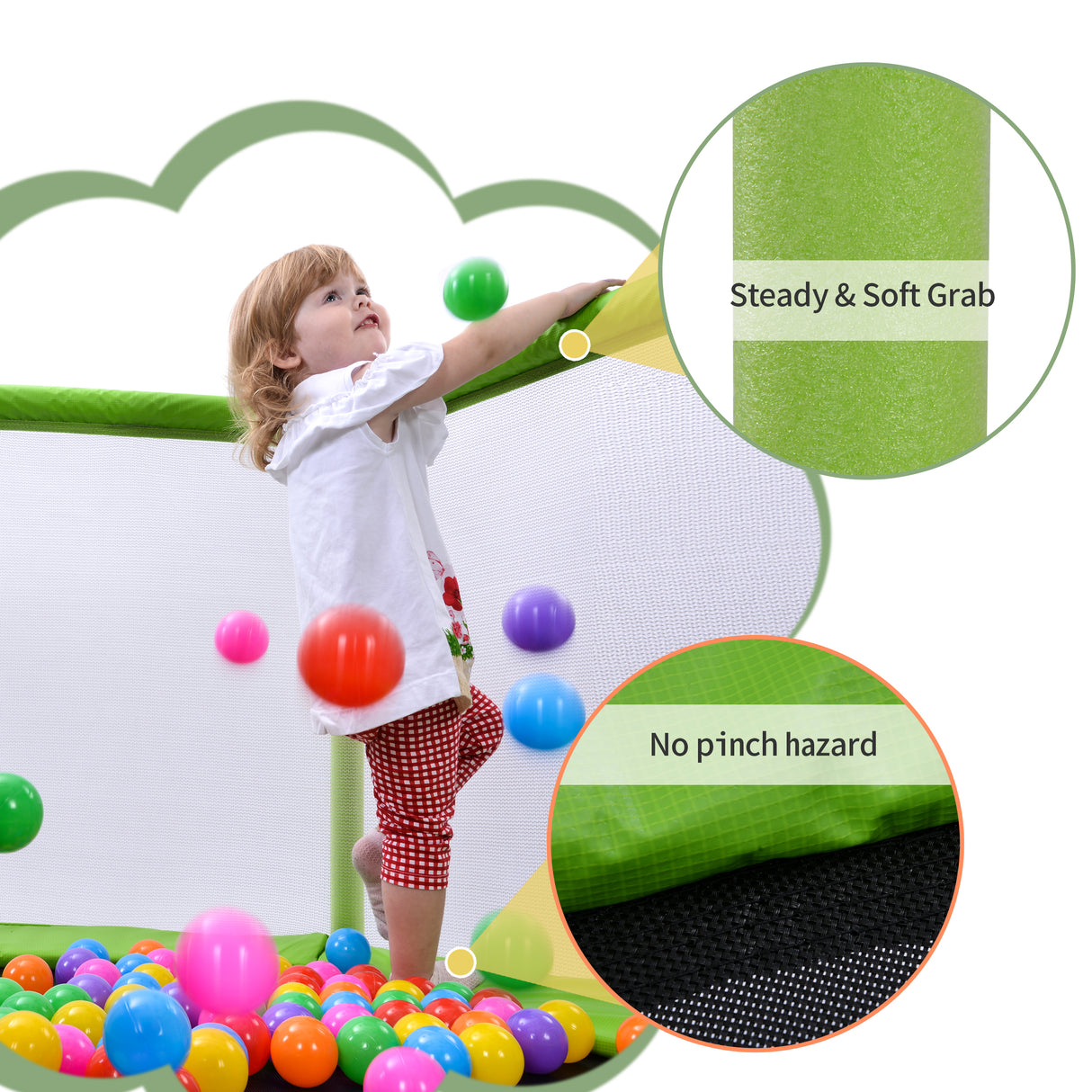 55'' Toddlers Trampoline with Safety Enclosure Net and Balls, Indoor Outdoor Mini Trampoline for Kids - V.I.P Digital Presence