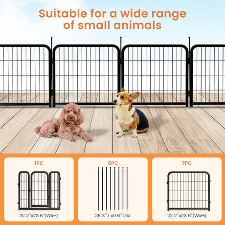 Outdoor 12 piece dog fence, 24 inch portable indoor game fence for small dog pets. Black, 22.2 inches wide x 23.6 inches high. - V.I.P Digital Presence