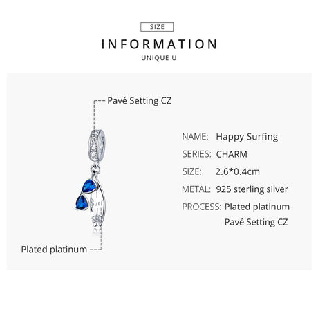 bamoer 2020 Summer Series Surfing with Sunglass Pendant Charm for Bracelet 925 Sterling Silver DIY Jewelry Accessories BSC263 - V.I.P Digital Presence