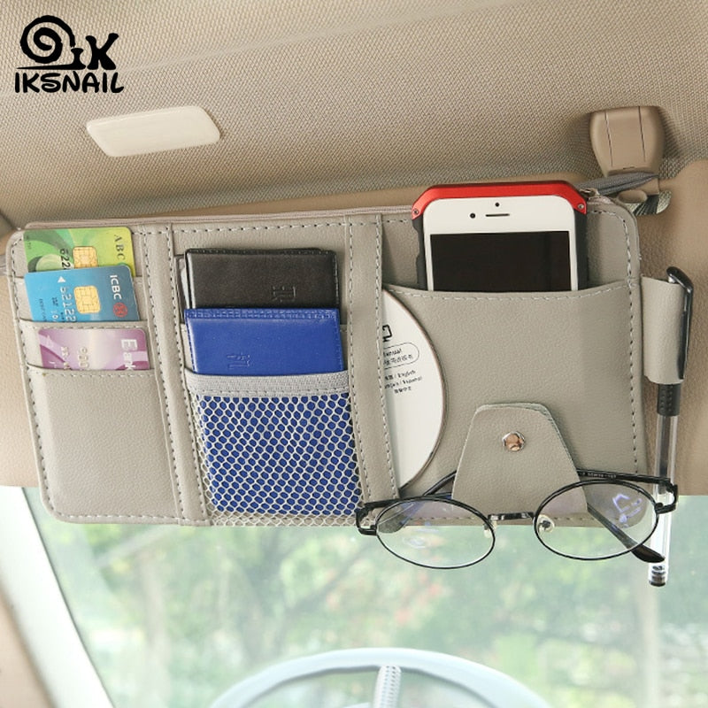 IKSNAIL Car Sun Visor Bill Pen Business Card Holder CD DVD Organizer Storage Box Sunglasses Clip Stowing Tidying Car Accessories - V.I.P Digital Presence
