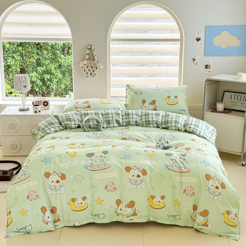 Cartoon Four-Piece Set Fresh Autumn and Winter Single Student Dormitory Bedding Sheet Three-Piece Set Single Quilt Cover - V.I.P Digital Presence