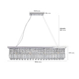 Modern Crystal Chandelier for Dining Room 8-Light White Rectangle Raindrop L39.4'' x W9.8'' x H8.7'(Bulb Not Included) - V.I.P Digital Presence