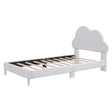 Twin Size Upholstered Cloud-Shape Bed ,Velvet Platform Bed with Headboard,No Box-spring Needed,Beige - V.I.P Digital Presence