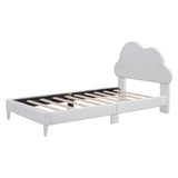 Twin Size Upholstered Cloud-Shape Bed ,Velvet Platform Bed with Headboard,No Box-spring Needed,Beige - V.I.P Digital Presence