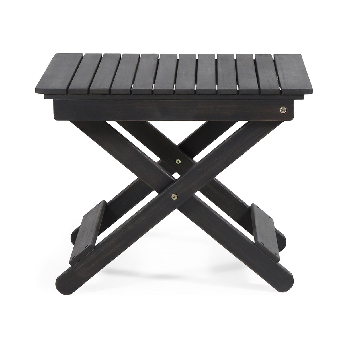 Outdoor Folding Wooden Side Table, Dark Gray, 15"D x 22.75"W x 18.25"H - V.I.P Digital Presence