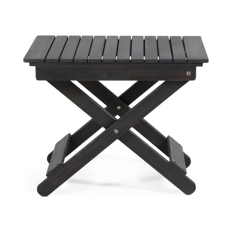 Outdoor Folding Wooden Side Table, Dark Gray, 15"D x 22.75"W x 18.25"H - V.I.P Digital Presence