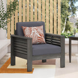 Outdoor Acacia Wood Club Chairs with Cushions, Dark Gray, 27.75"D x 32"W x 27.75"H - V.I.P Digital Presence